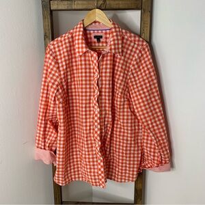 Talbots Red Gingham Button-Up Shirt Size XL